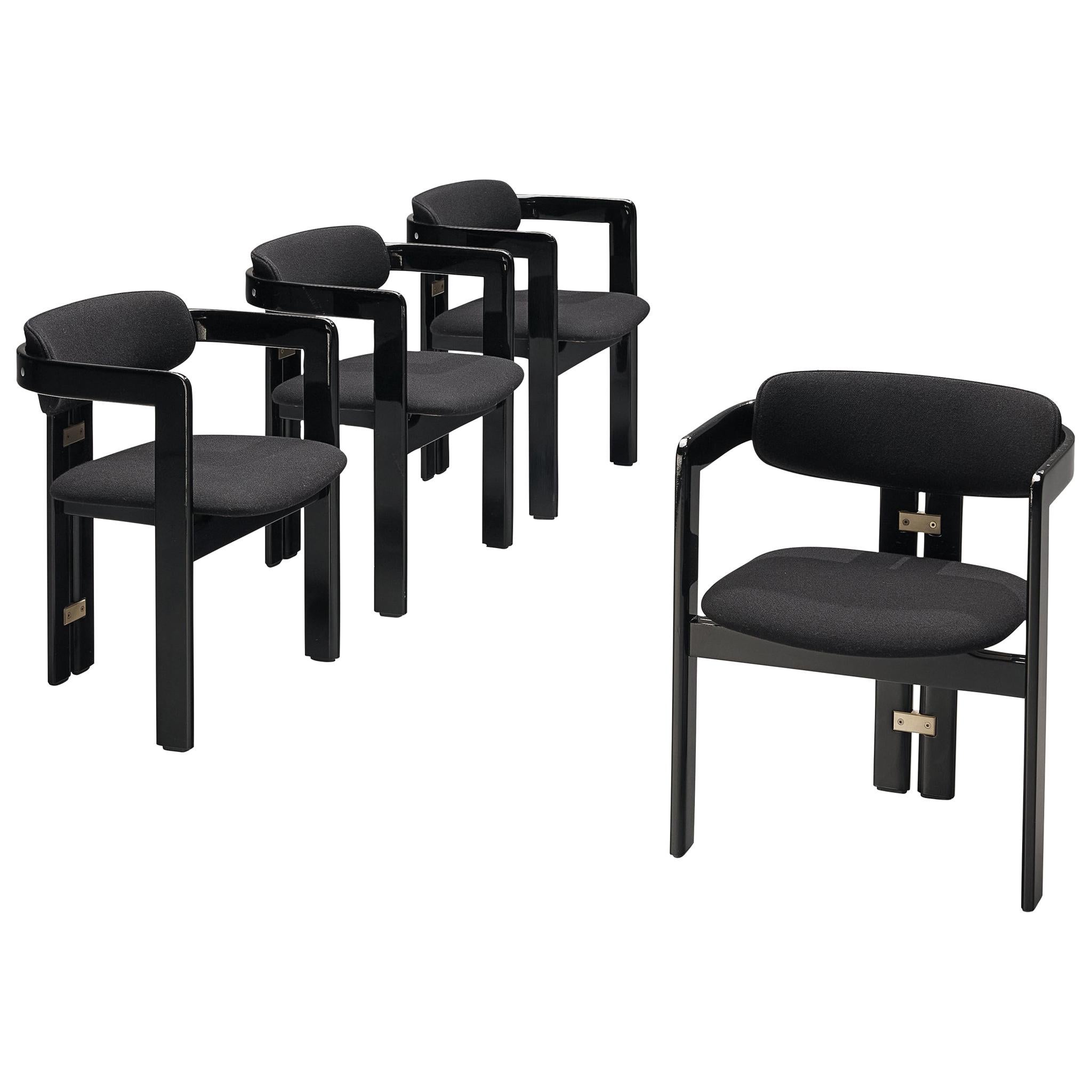 Augusto Savini Set of Four Black 'Pamplona' Dining Chairs