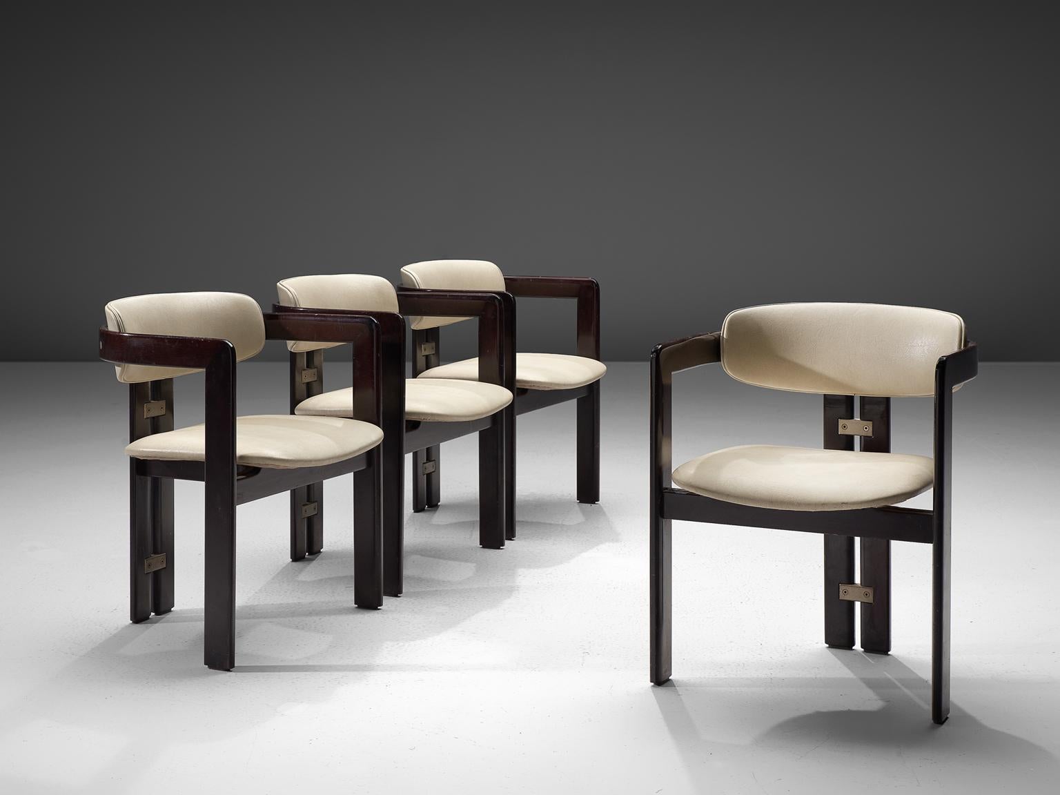 Augusto Savini Set of Four 'Pamplona' Chairs in Off-White Leather 1