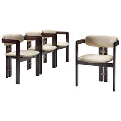 Augusto Savini Set of Four 'Pamplona' Chairs in Off-White Leather
