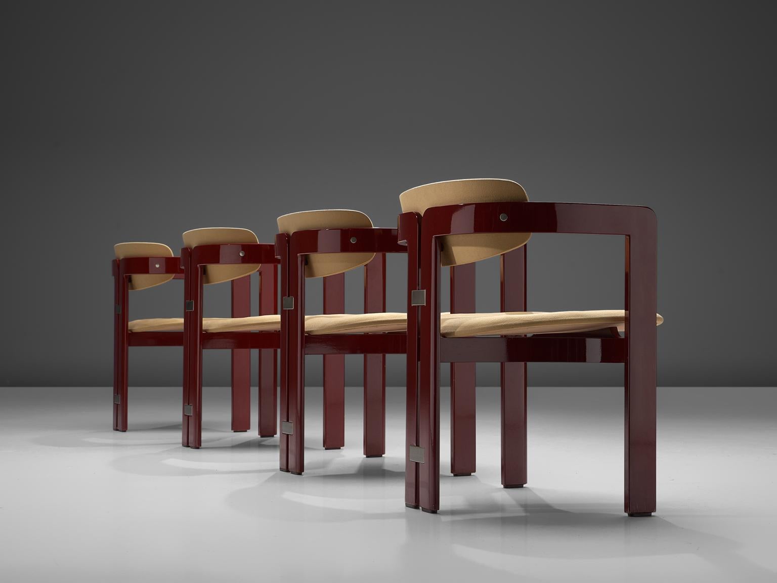 Augusto Savini Set of Four 'Pamplona' Chairs with Burgundy Glossed Frame In Good Condition In Waalwijk, NL