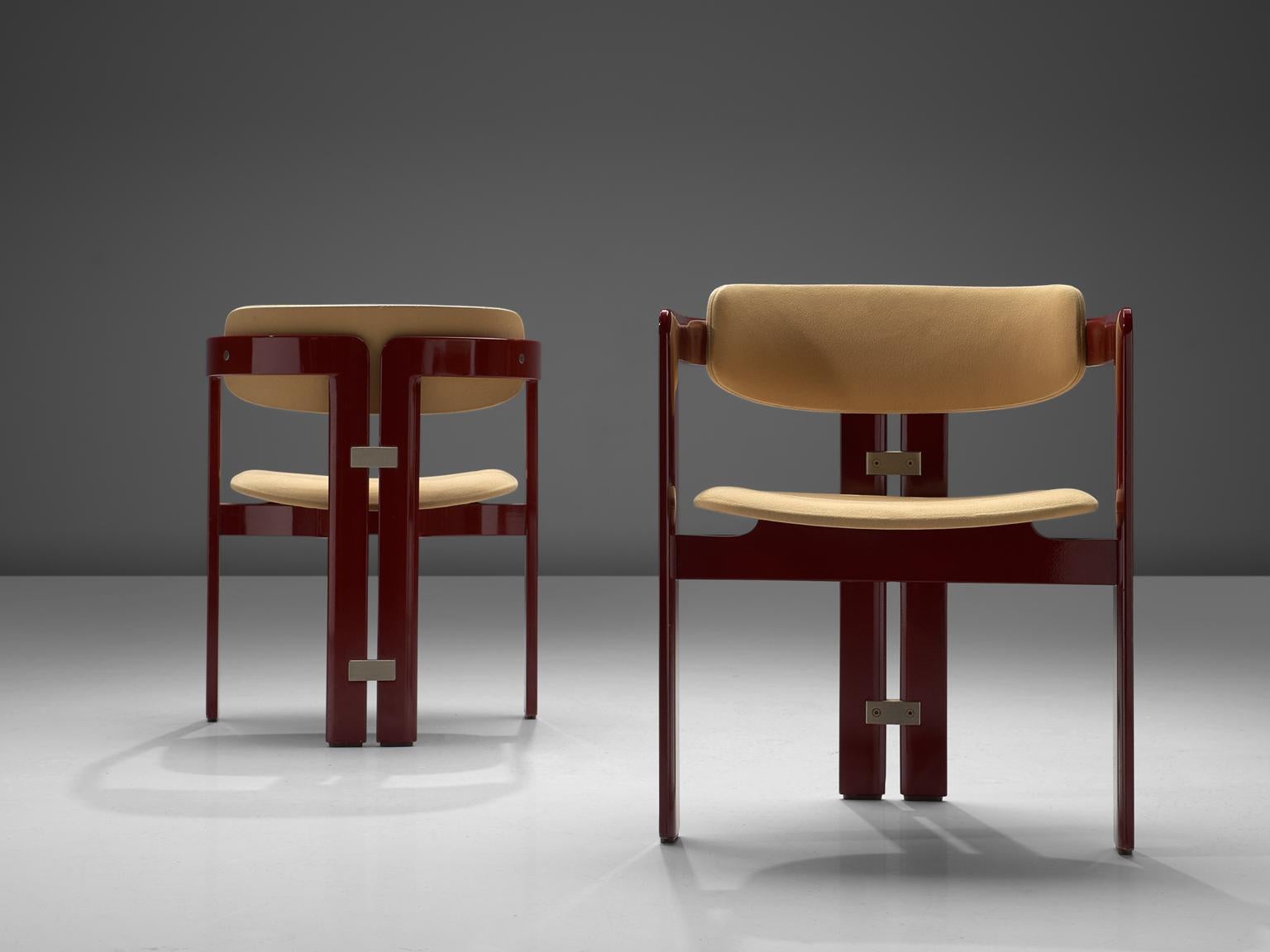 Mid-20th Century Augusto Savini Set of Four 'Pamplona' Chairs with Burgundy Glossed Frame