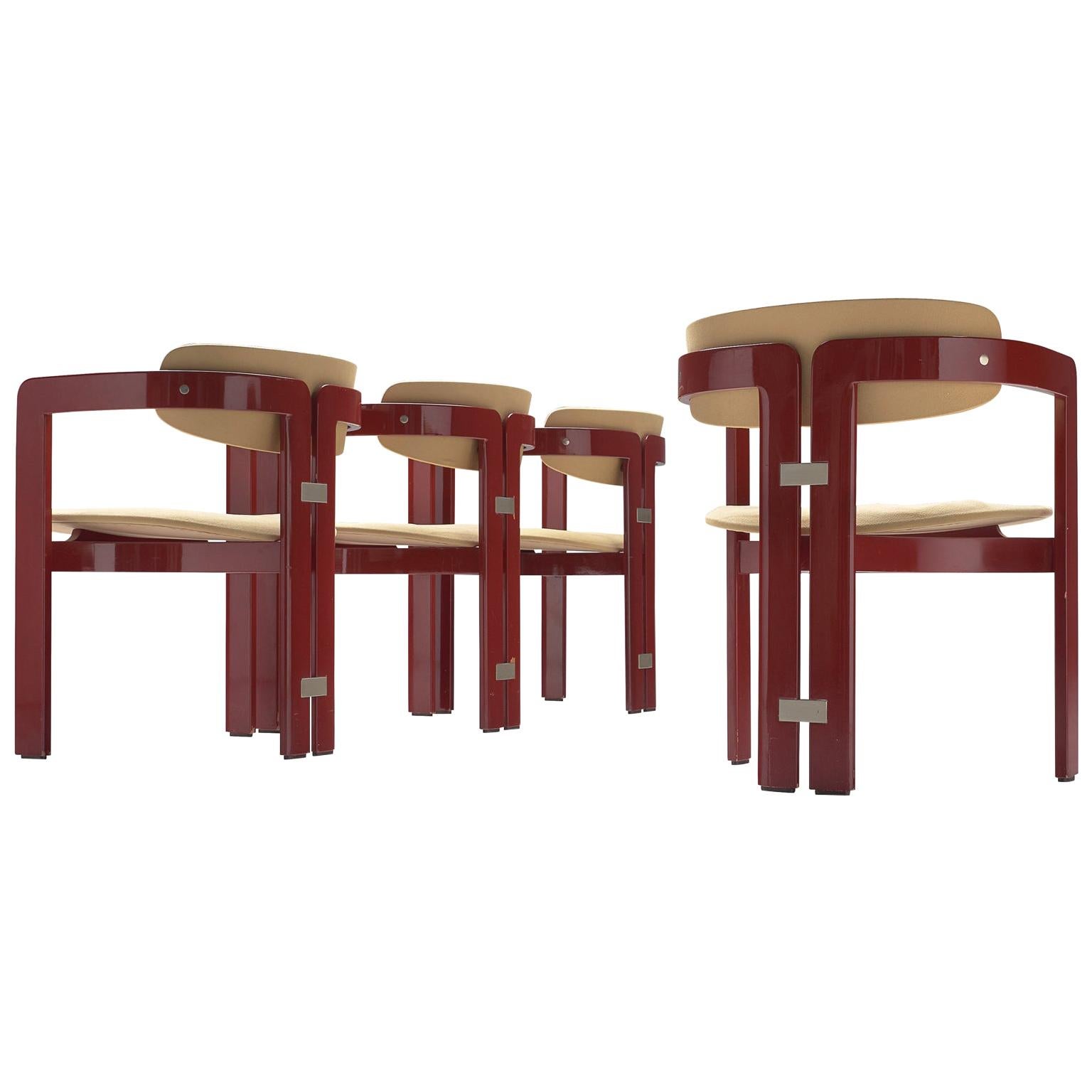 Augusto Savini Set of Four 'Pamplona' Chairs with Burgundy Glossed Frame