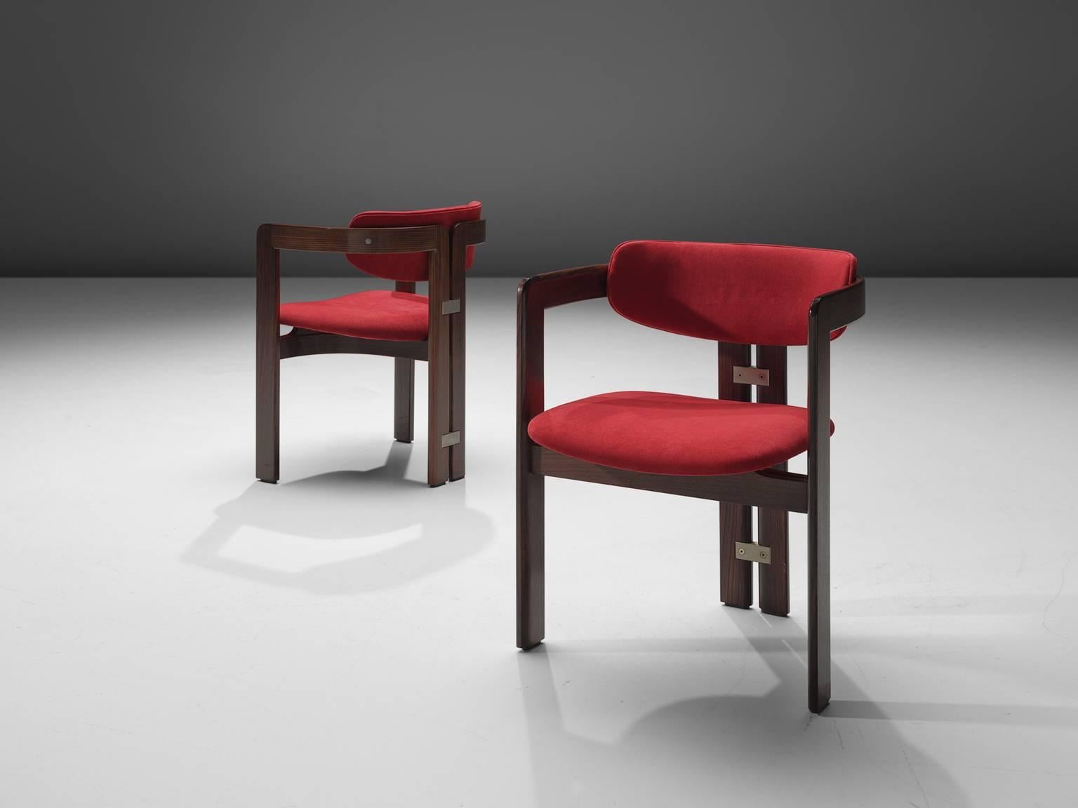 Augusto Savini Suede and Rosewood 'Pamplona' Chairs In Good Condition In Waalwijk, NL