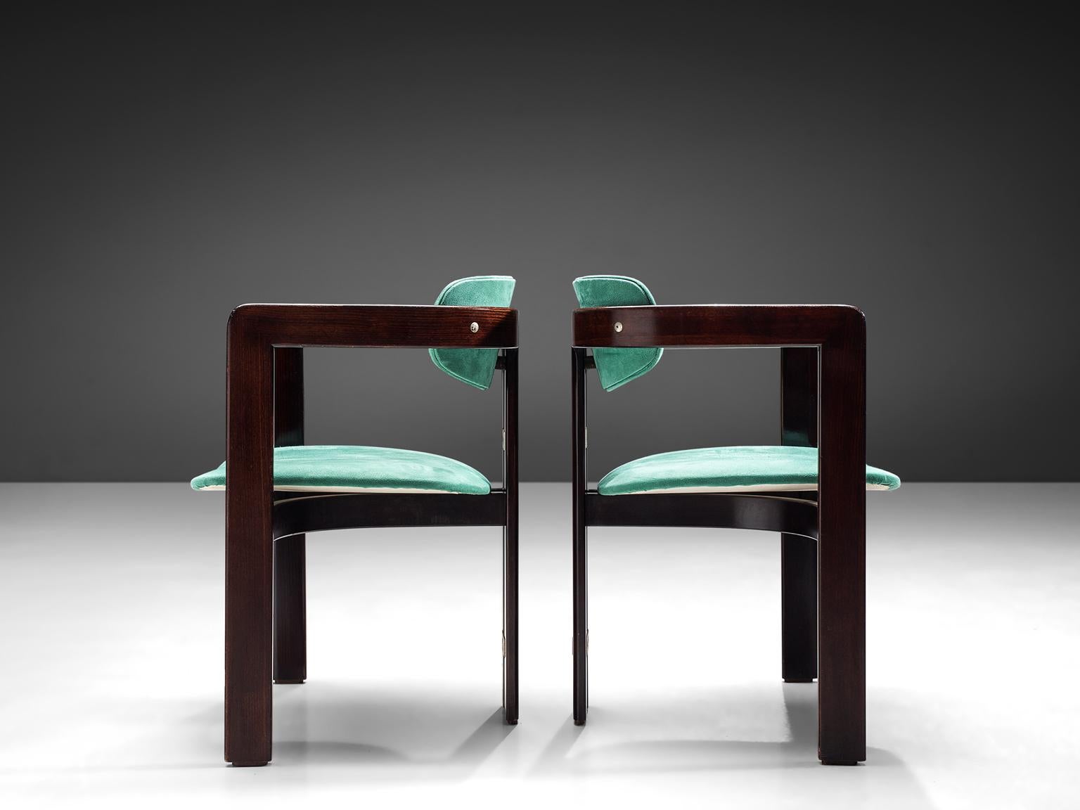 Mid-20th Century Augusto Savini Turquoise Fabric 'Pamplona' Chairs