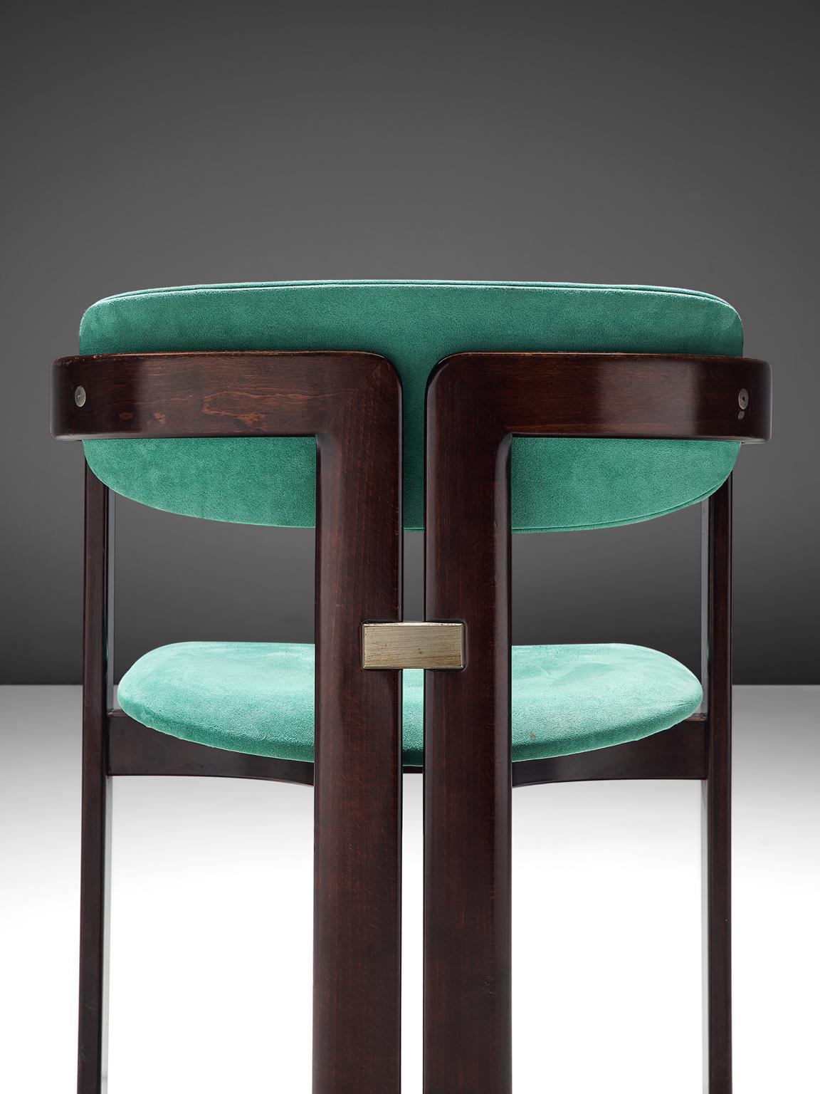 Metal Augusto Savini Turquoise Fabric 'Pamplona' Chairs