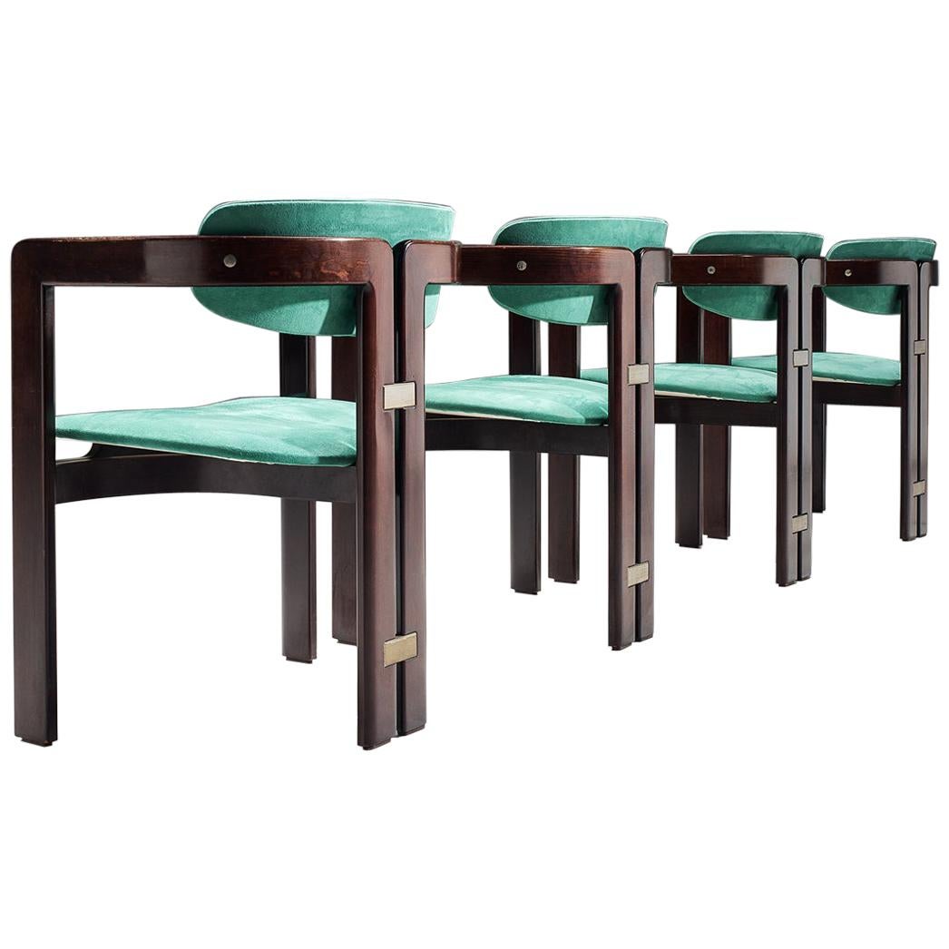 Augusto Savini Turquoise Fabric 'Pamplona' Chairs