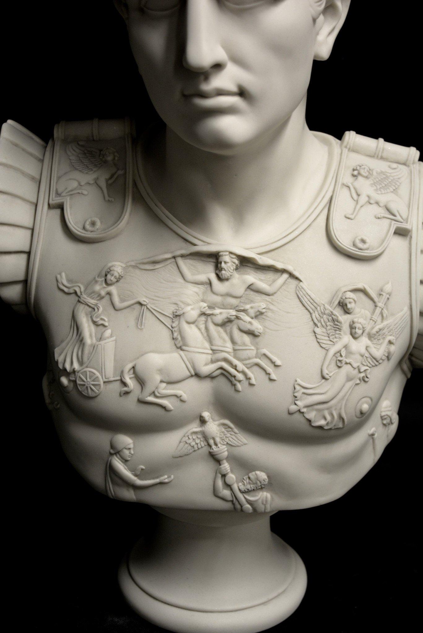 British Augustus Caesar as Centurion Large Marble Bust, 20th Century For Sale