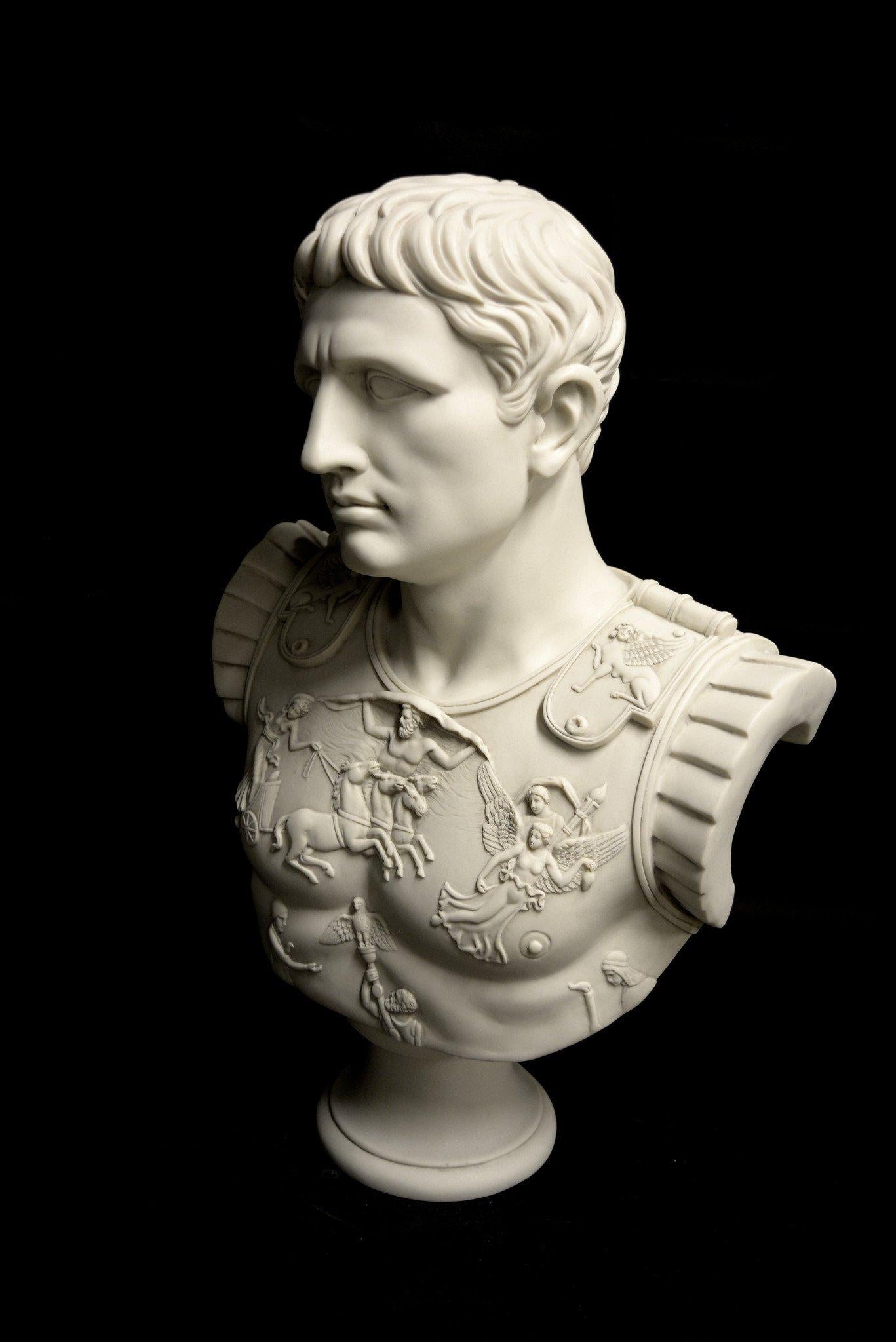 Augustus Caesar as Centurion Large Marble Bust, 20th Century For Sale 1
