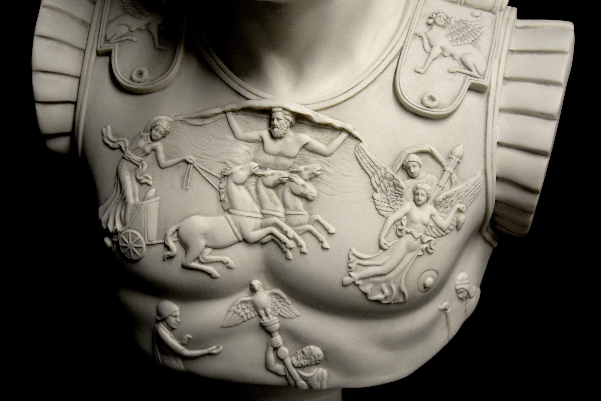 Augustus Caesar as Centurion Large Marble Bust, 20th Century For Sale 3