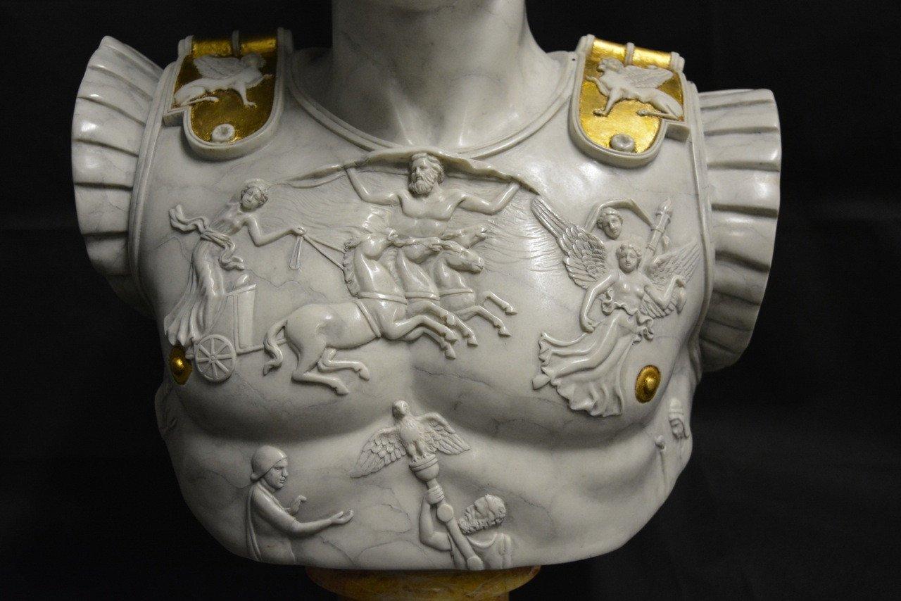 British Augustus Caesar as Centurion Large Marble Bust Sculpture, 20th Century For Sale