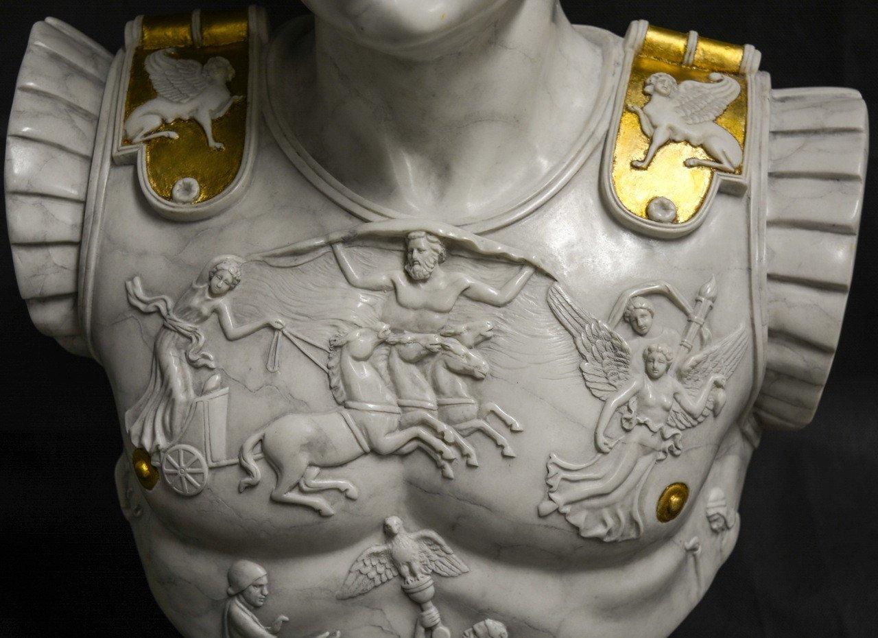 Augustus Caesar as Centurion Large Marble Bust Sculpture, 20th Century For Sale 1