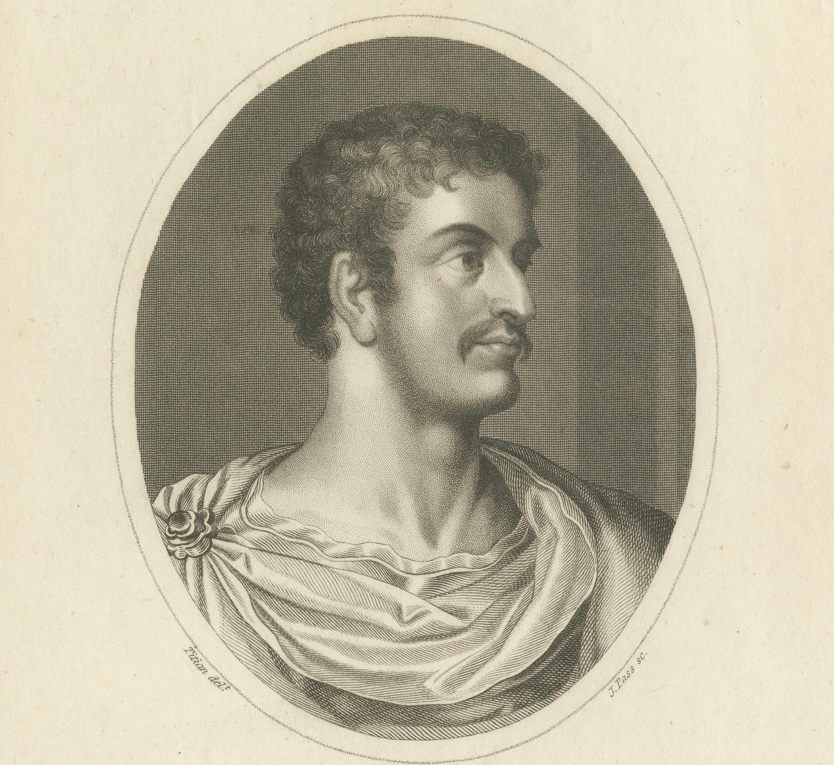 Augustus Caesar Portrait, Antique Engraving, Roman Empire, 1826 London