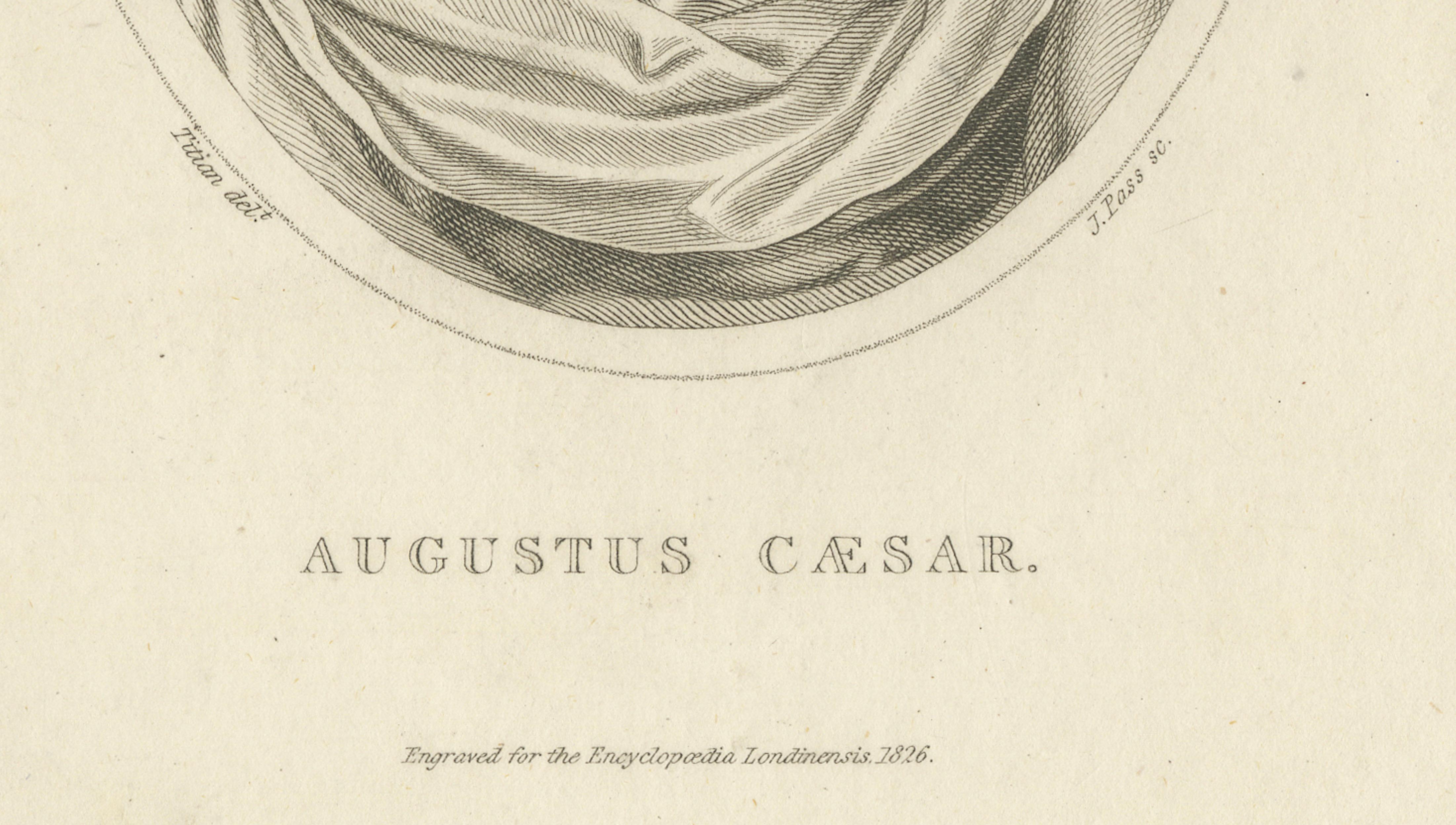 Augustus Caesar Portrait, Antique Engraving, Roman Empire, 1826 London