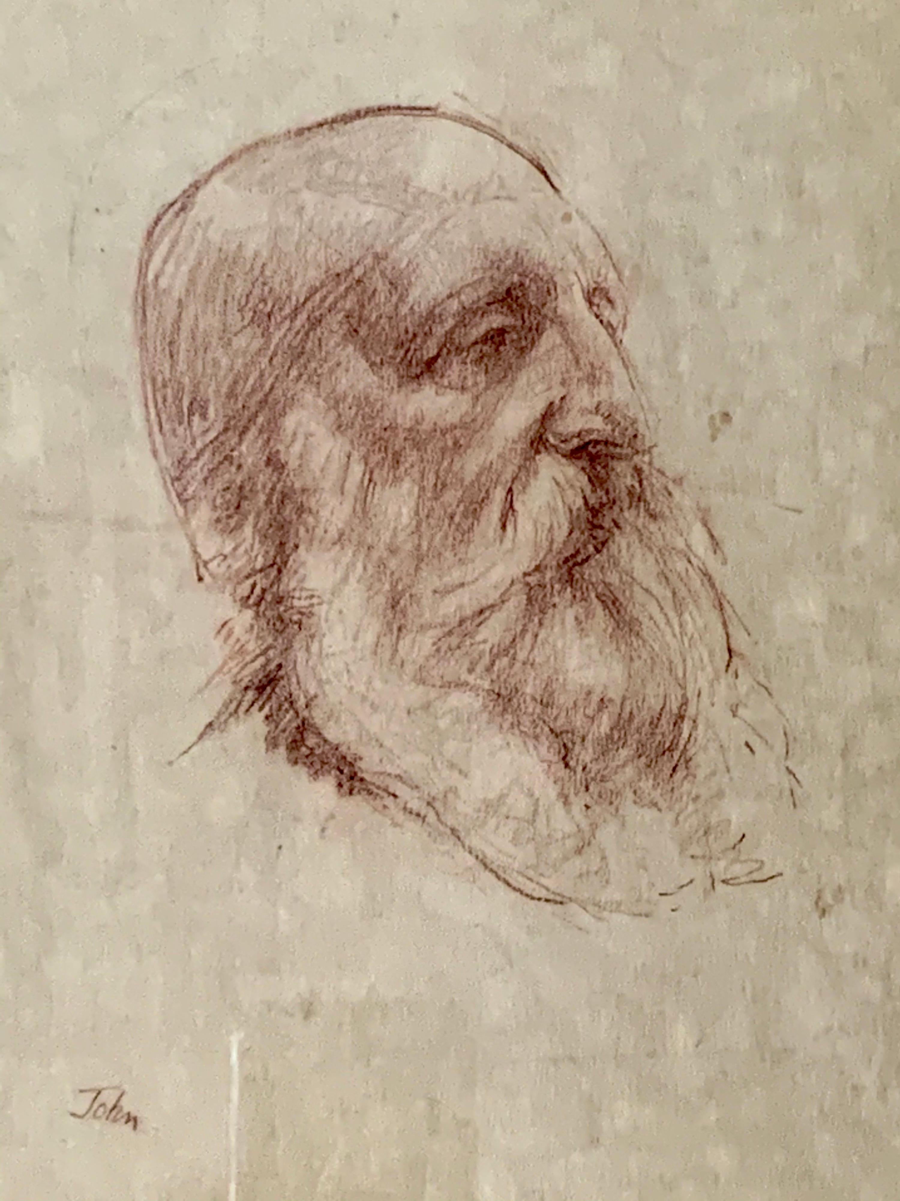 Portrait of a bearded gentleman
signed 'John' (lower left);
pencil
24 x 19 cm) 9 1/2 x 7 1/2 in).
Executed circa 1900
Provenence: Bought in Bonhams sale 1972.
Look at the images to see the original catalogue
Superb condition.