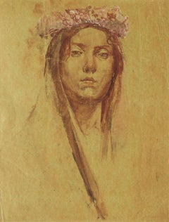 'Gypsy Princess', Sanguine Portrait of a Young Romany Woman