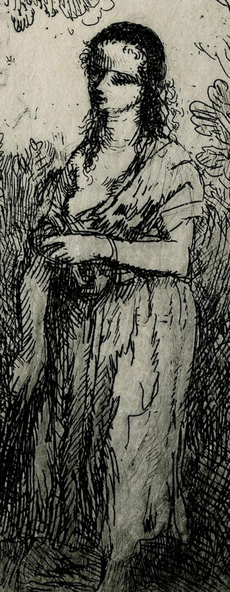 Pyramus and Thisbe - Gray Figurative Print by Augustus Edwin John