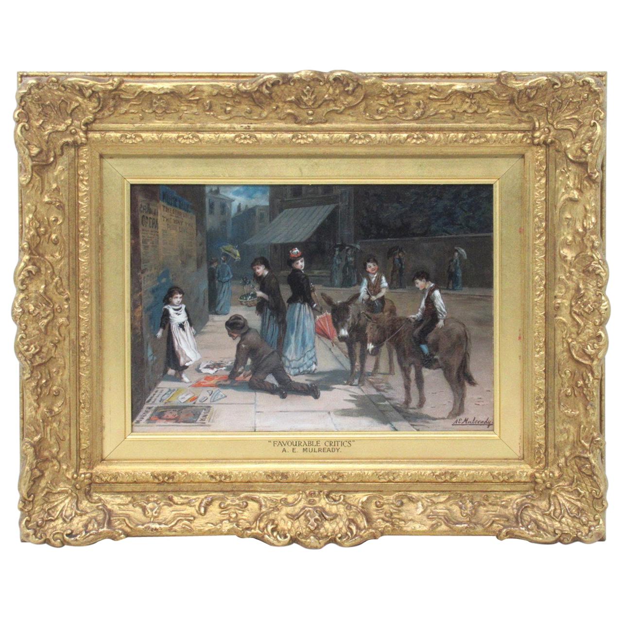 Augustus Edwin Mulready British 1844-1905 Favourable Critics Oil Painting Gilt