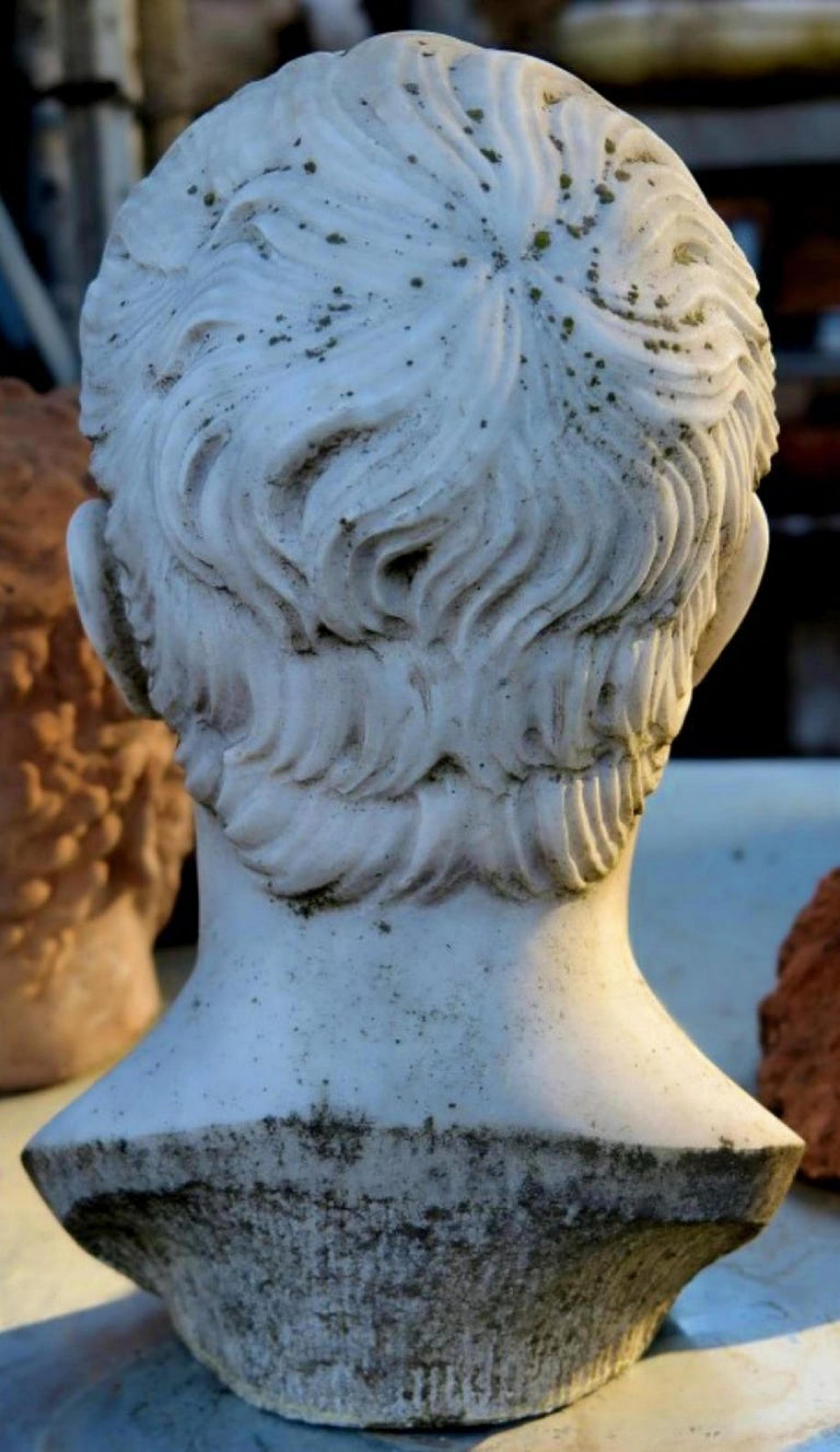 Italian Augustus Emperor, Head in Carrara White Marble, First Roman Emperor Early 20th For Sale