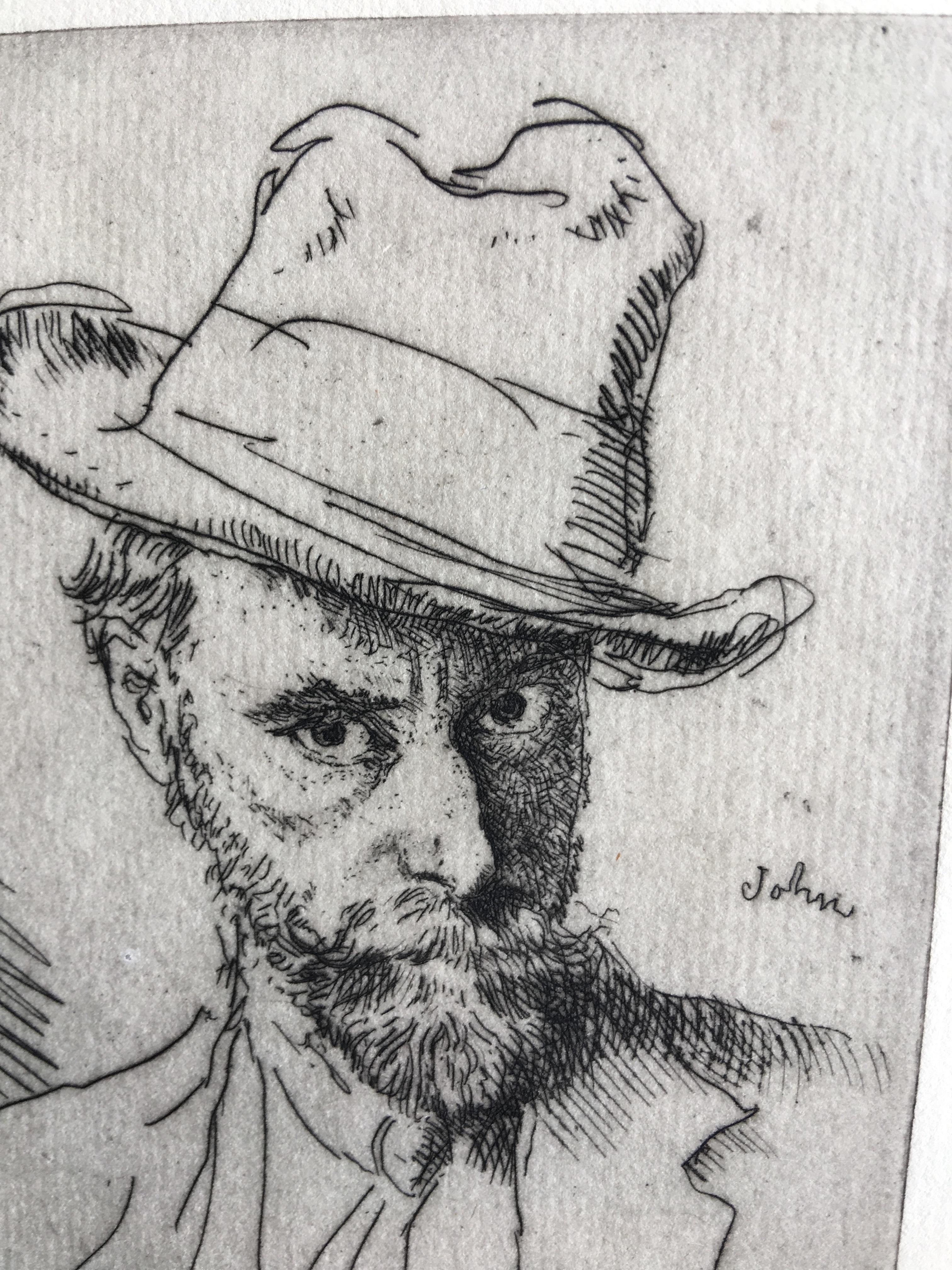Self Portrait with Hat - Realist Print by Augustus John