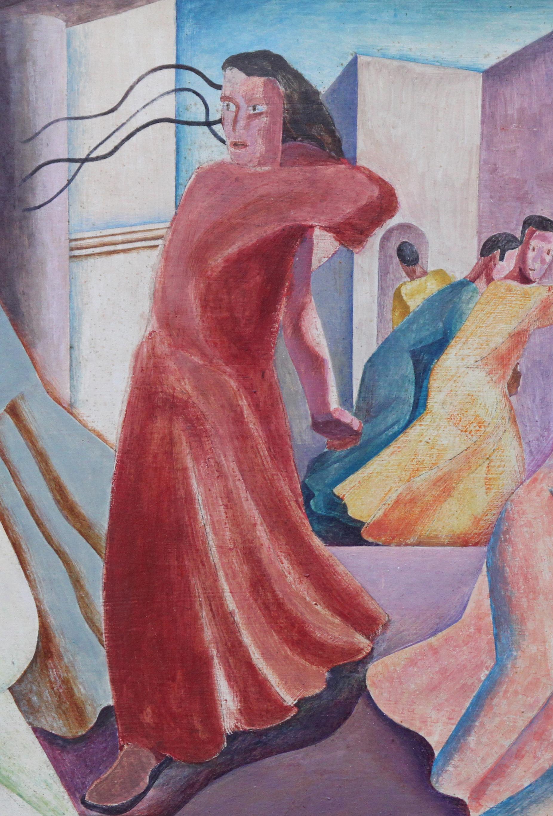 Peinte par l'artiste britannique moderne Augustus Lunn, cette huile/tempéraire sur panneau représente le Christ chassant les changeurs de monnaie.  Il a beaucoup exposé aux Cooling Galleries et au New England Art Club. Cette œuvre porte une