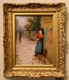 Antique Oil Painting by Augustus Mulready "Selling Out