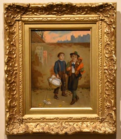 Antique Oil Painting by Augustus Mulready "Visitors to London"