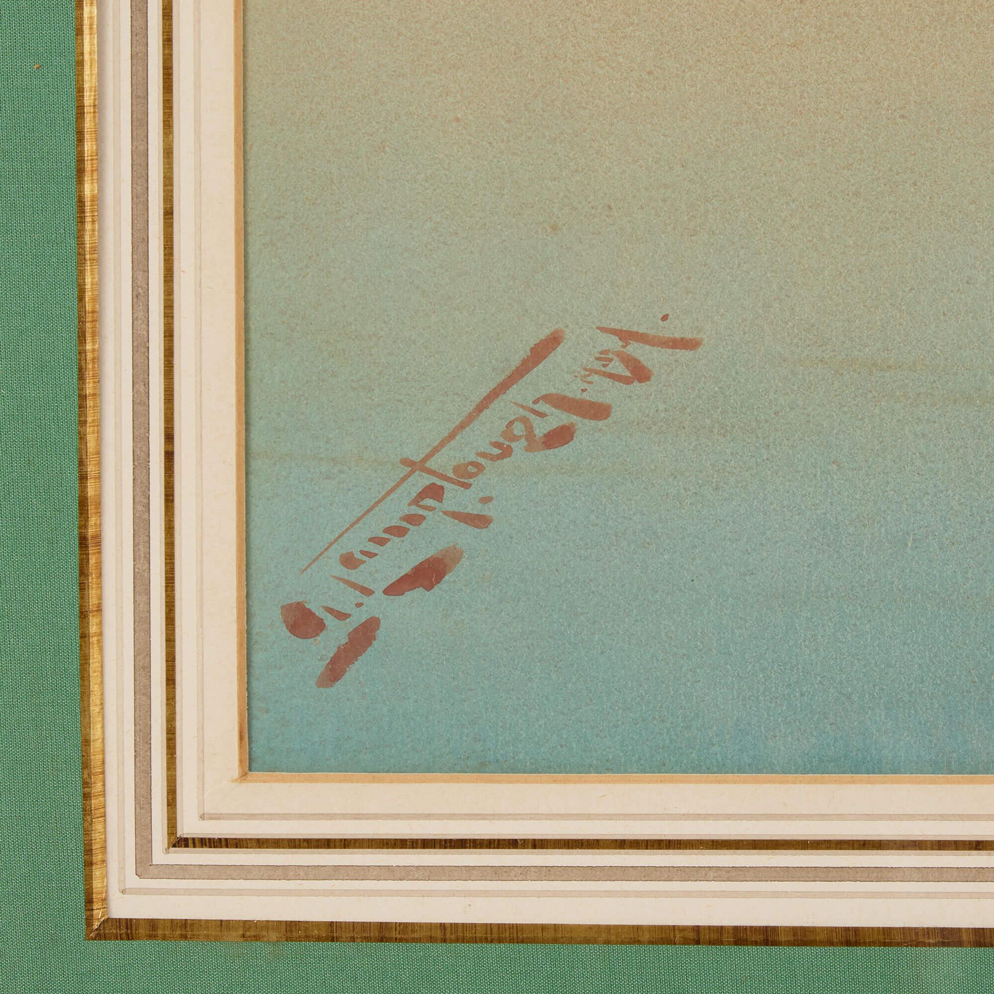 Antike orientalistische ägyptische Sonnenaufgang Aquarelle Augustus Osborne Lamplough im Angebot 6