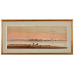 Pair of Orientalist watercolour paintings of desert landscapes by A. Lamplough