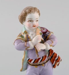 Augustus Rex, Germany, Antique Hand-Painted Porcelain Figure, Boy with Flute