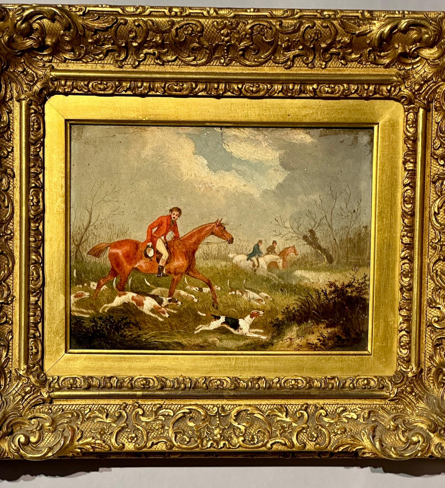 Set of Six 19th century English Fox hunting scenes in landscapes 2
