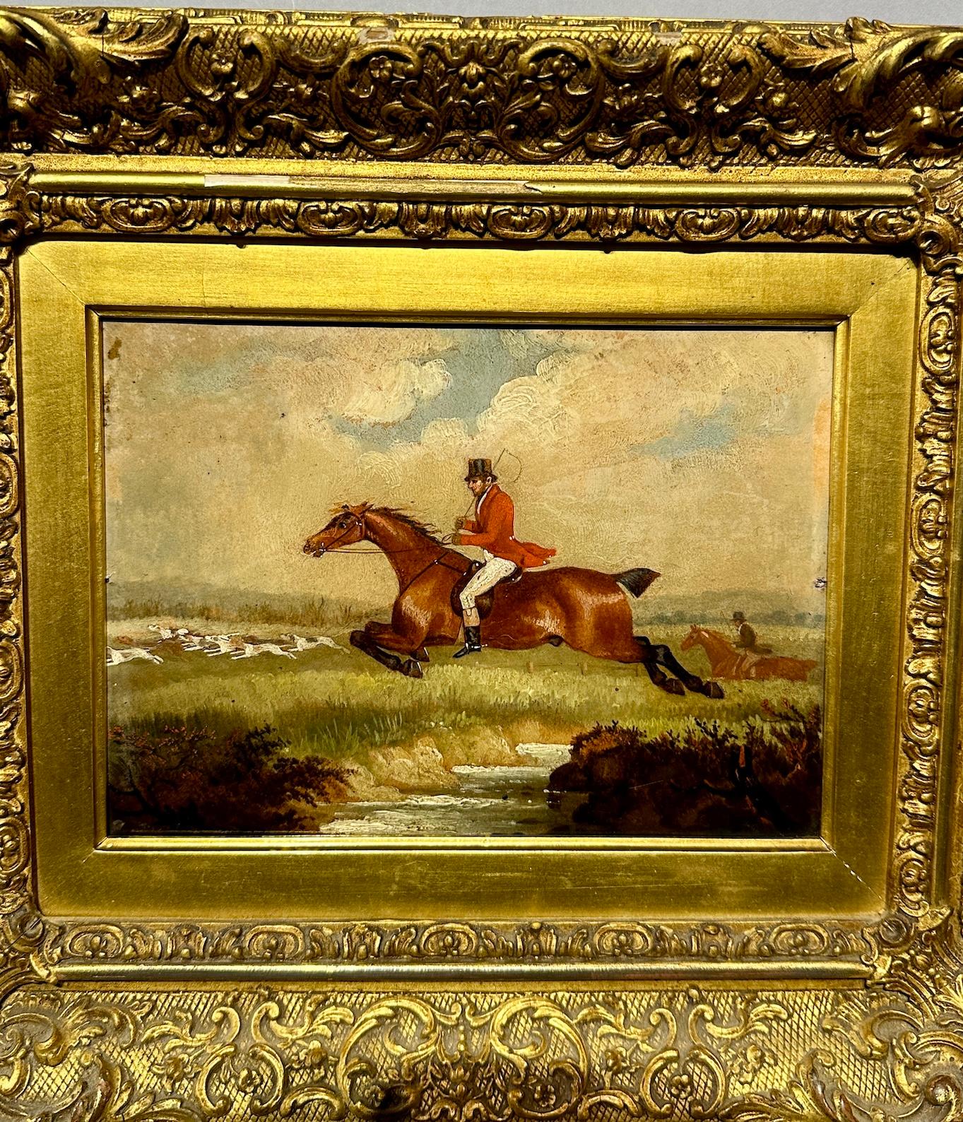 Set of Six 19th century English Fox hunting scenes in landscapes 4