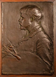 Antique "Jules Bastien LePage" Augustus Saint-Gaudens, Bas Relief of French Painter
