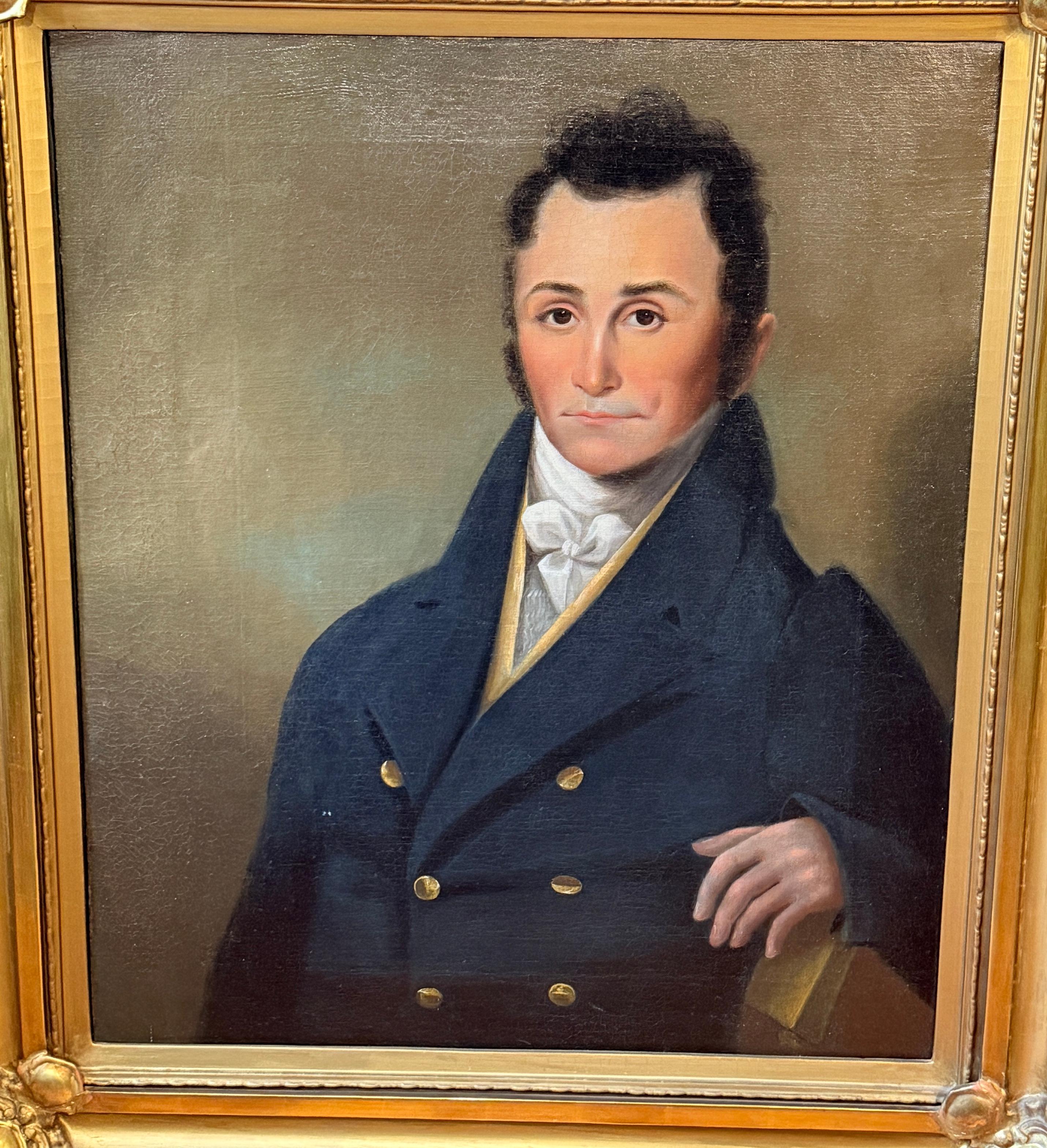 Porträt von Augustus Schwartze, Gründer der Union Manufacturing Company, Baltimore, Maryland
Amerikanische Schule, ca. 1810-1820

Dieses markante amerikanische Porträt aus dem frühen 19. Jahrhundert zeigt Augustus Schwartze (1785-1844), einen