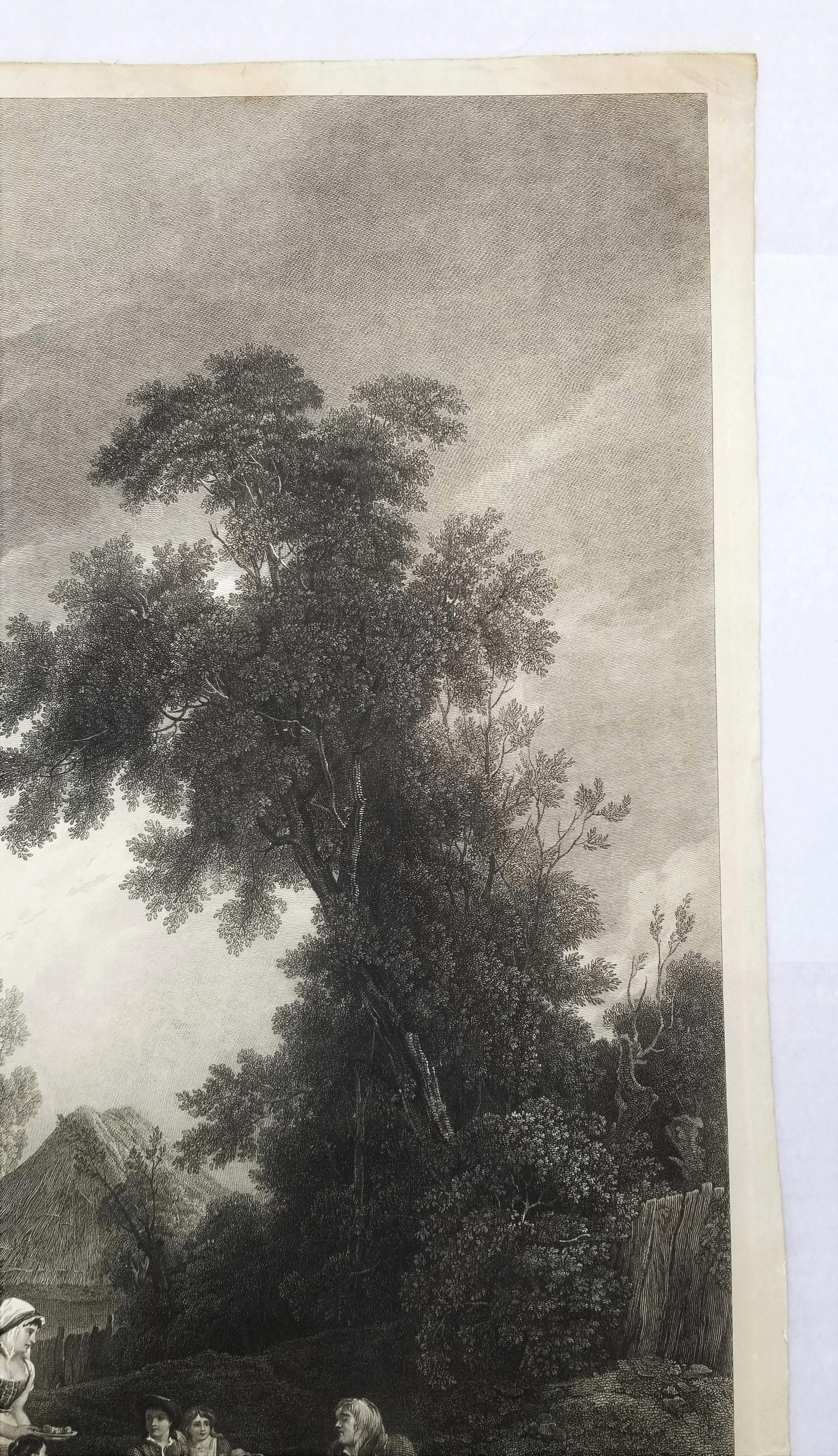 Cottagers benevolenti /// Paesaggio inglese Scena di villaggio figurativa Incisione in vendita 1