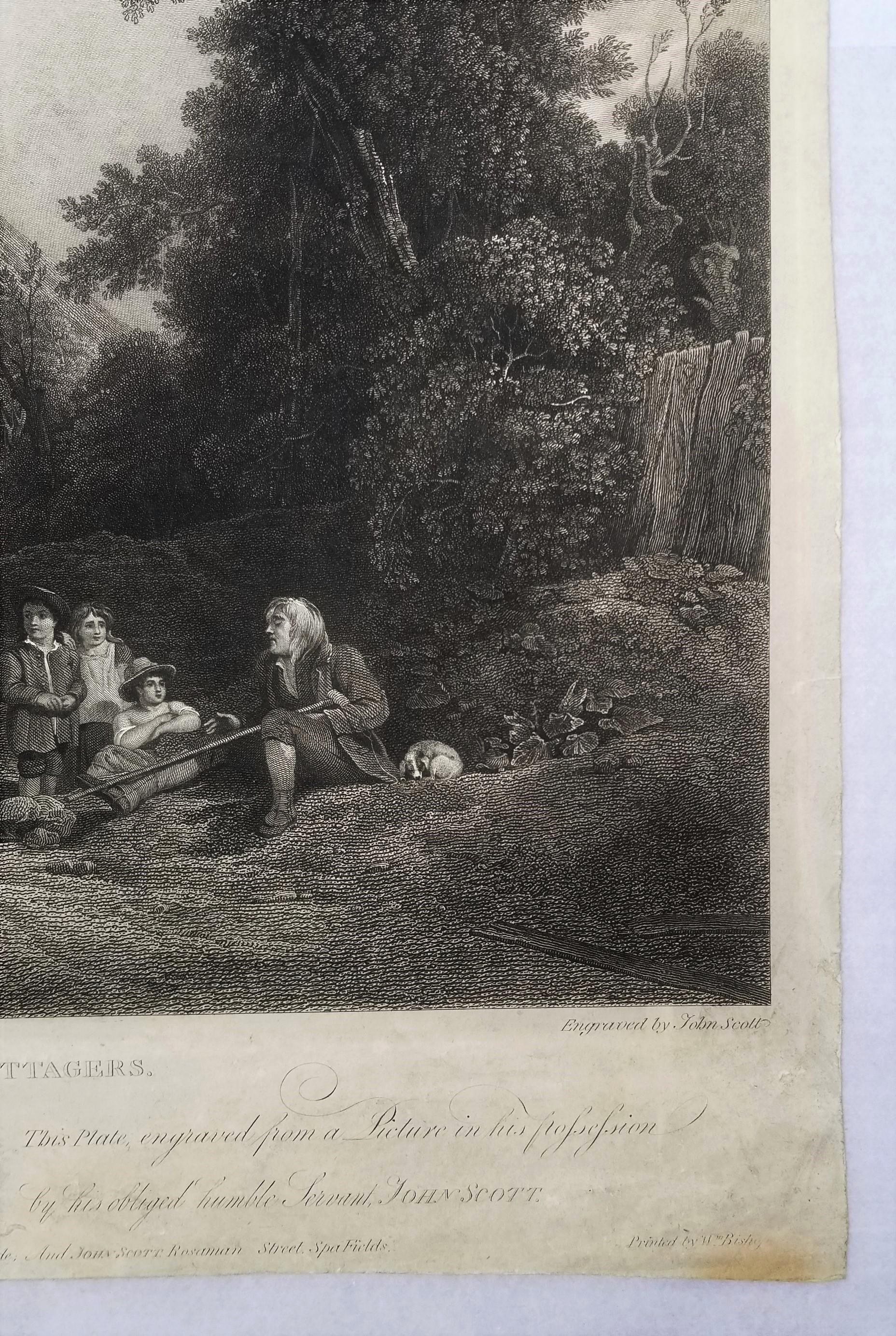 Cottagers benevolenti /// Paesaggio inglese Scena di villaggio figurativa Incisione in vendita 2