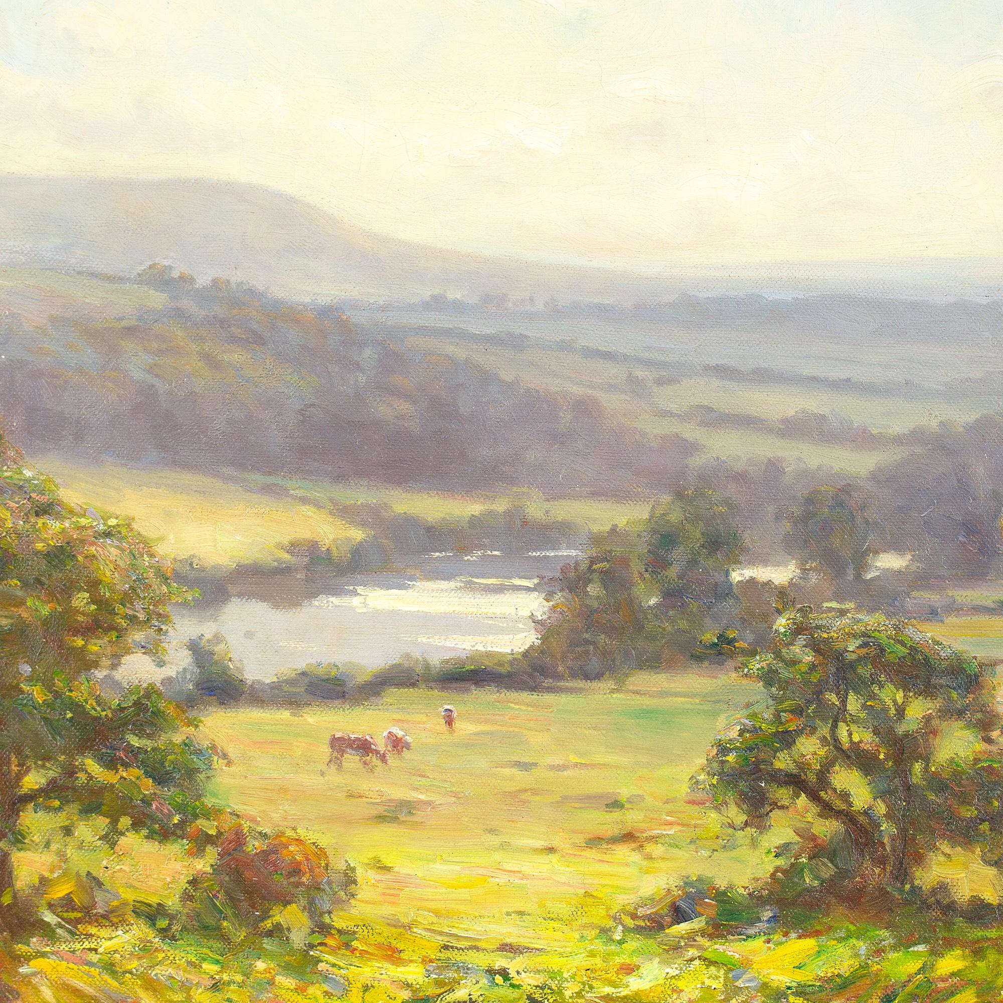 Augustus William Enness RBA, View Over The River Wharfe, Antique Oil Painting 4