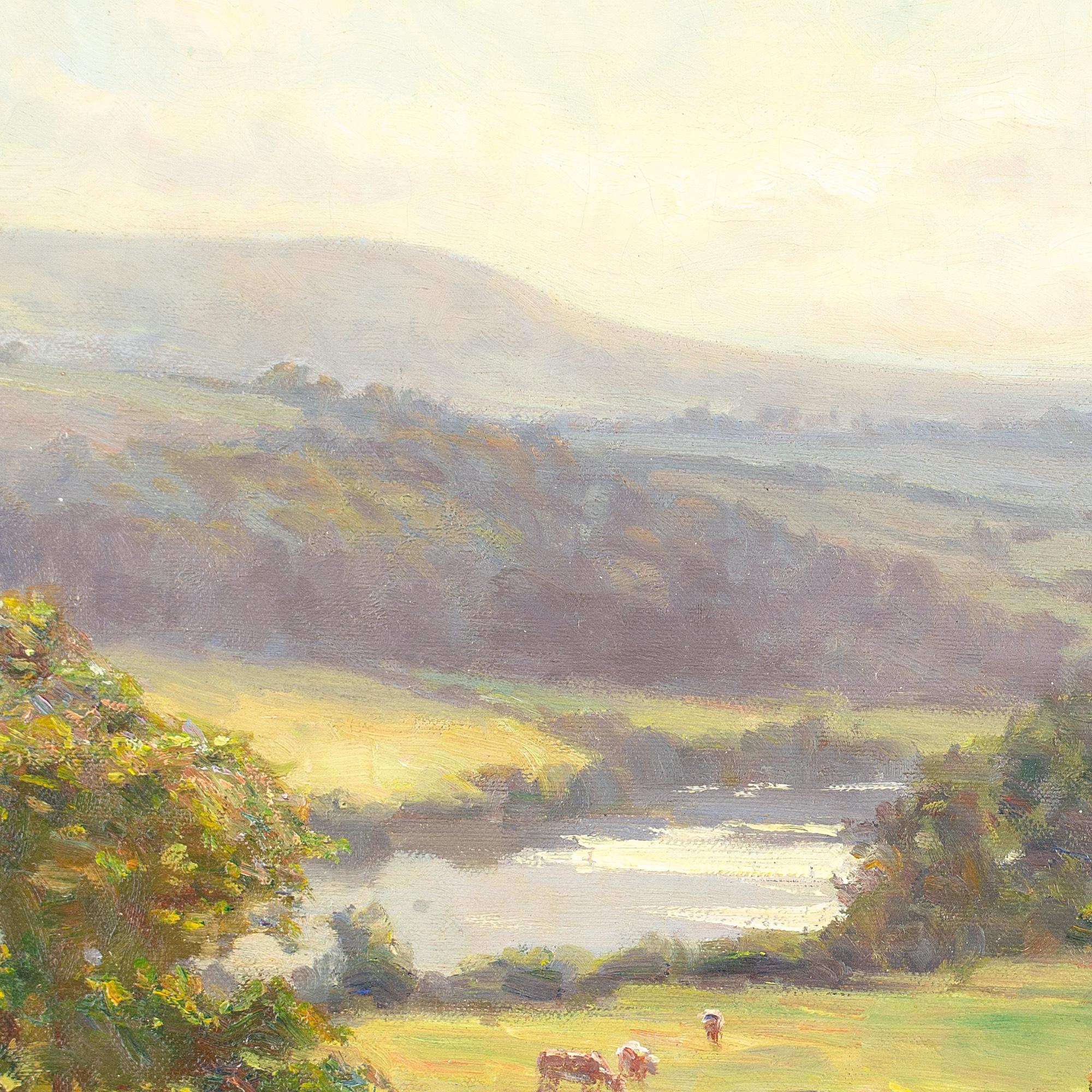 Augustus William Enness RBA, View Over The River Wharfe, Antique Oil Painting 7