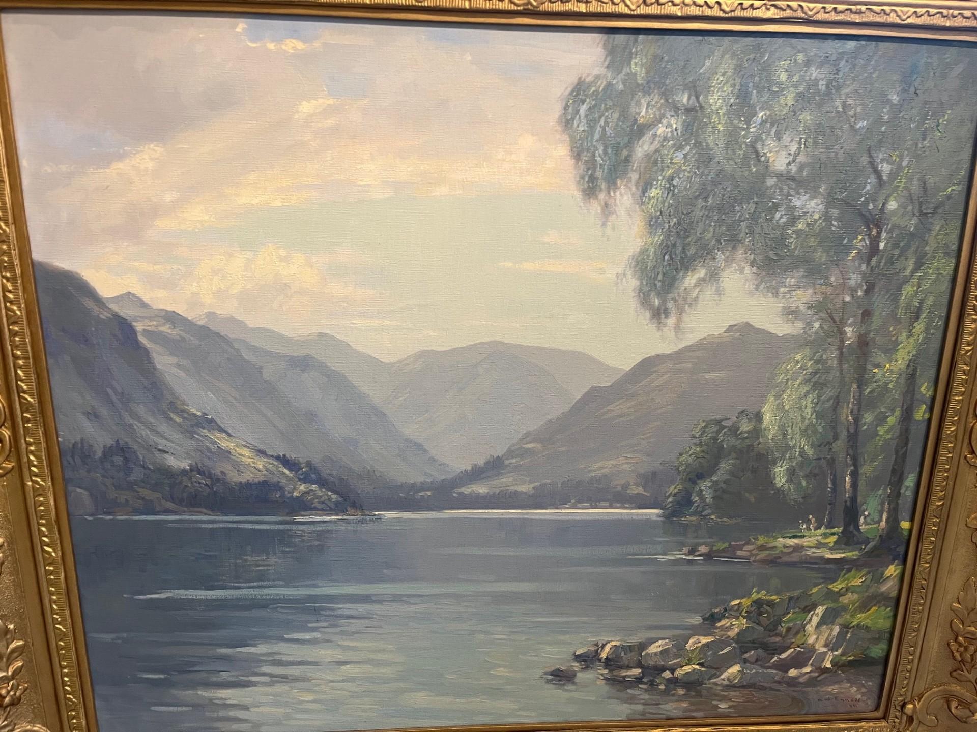 Paisaje Victoriano Impresionista Pintura al Óleo del Distrito de los Lagos Inglaterra Enmarcado en venta 2