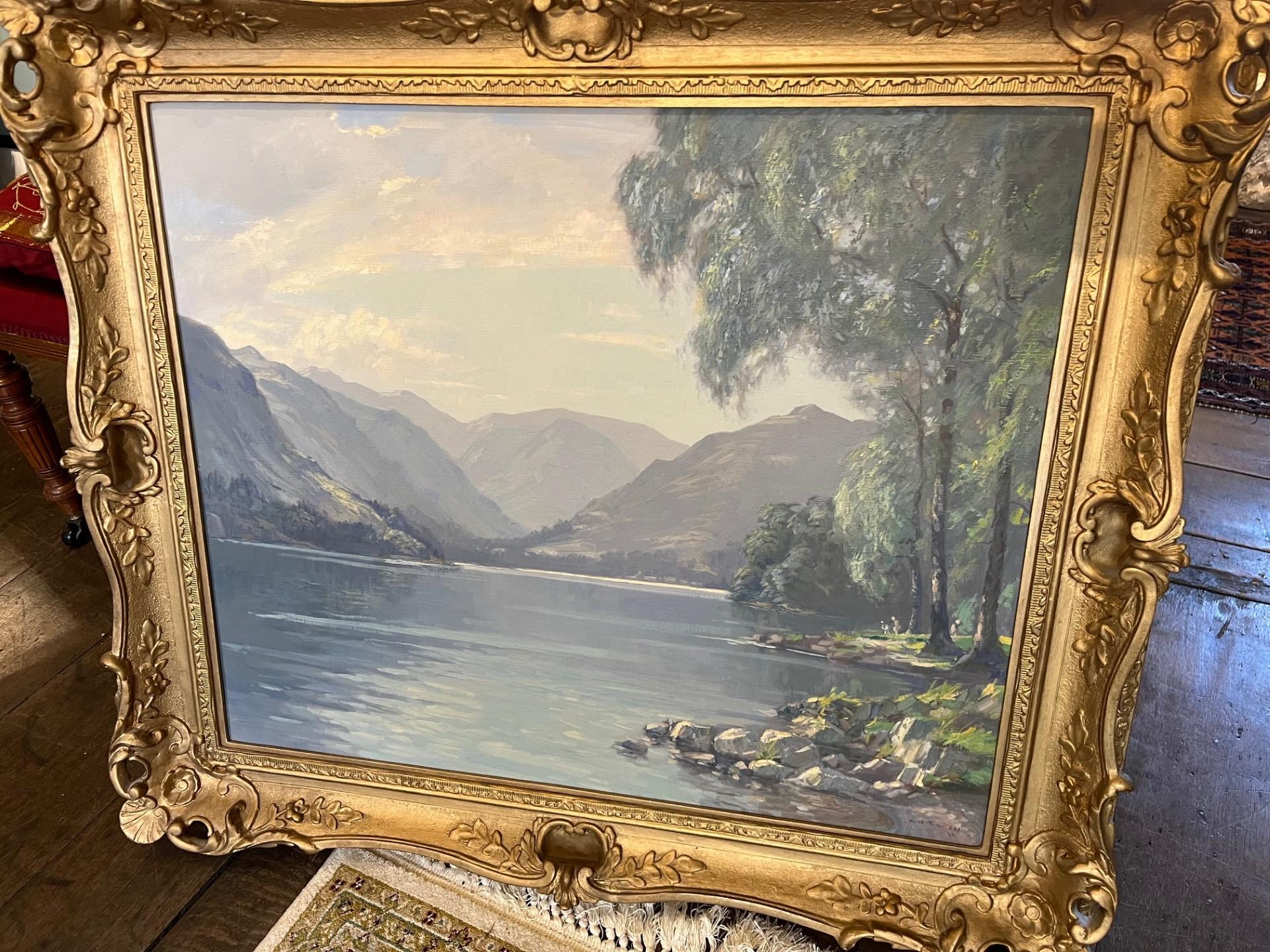 Paisaje Victoriano Impresionista Pintura al Óleo del Distrito de los Lagos Inglaterra Enmarcado - Art de Augustus William Enness