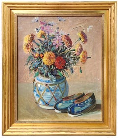 Nature Morte Chinoise, Jarrón de flores con un par de zapatos