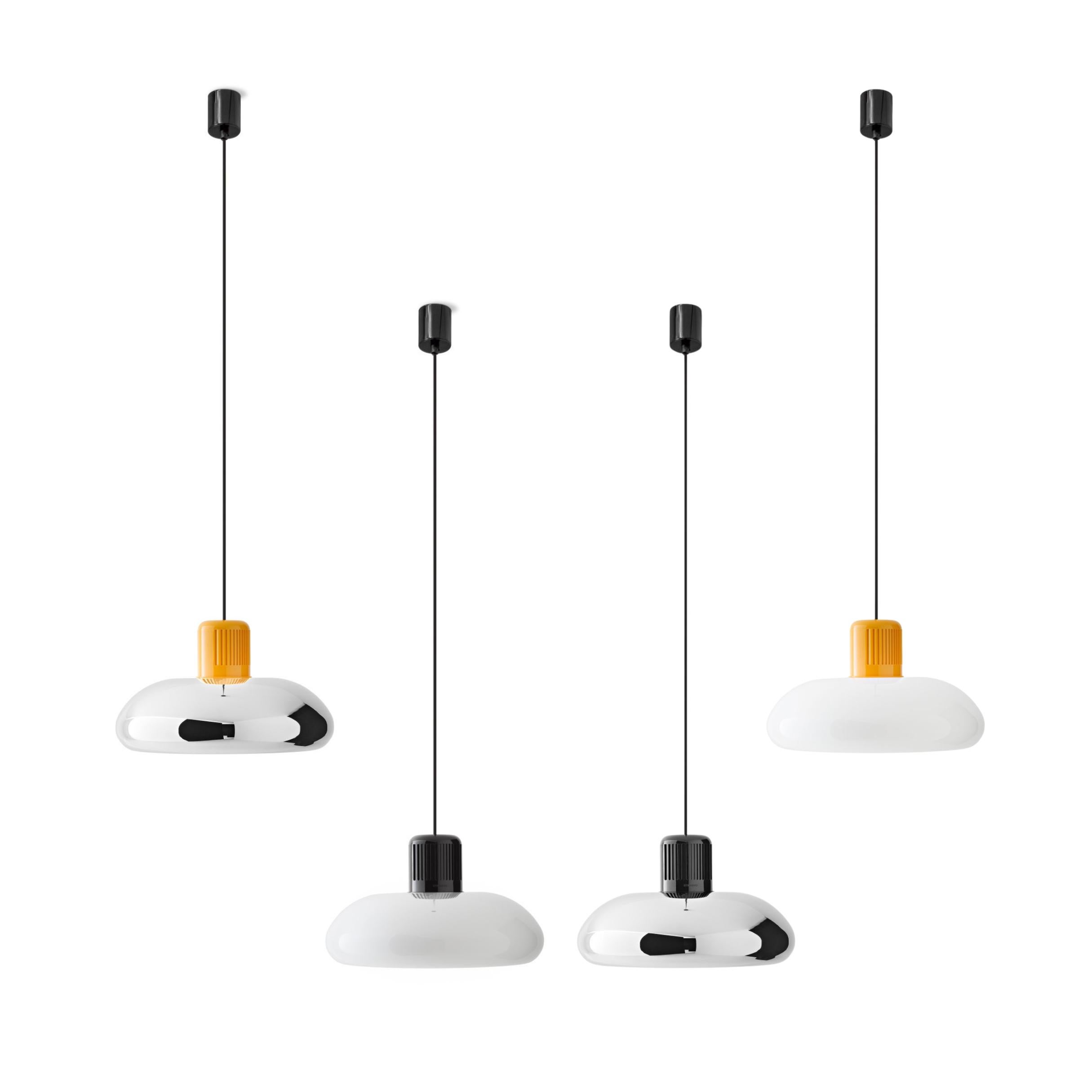 Italian Aulenti and Castiglioni 'Trepiu' White and Black Pendant Light for Stilnovo For Sale