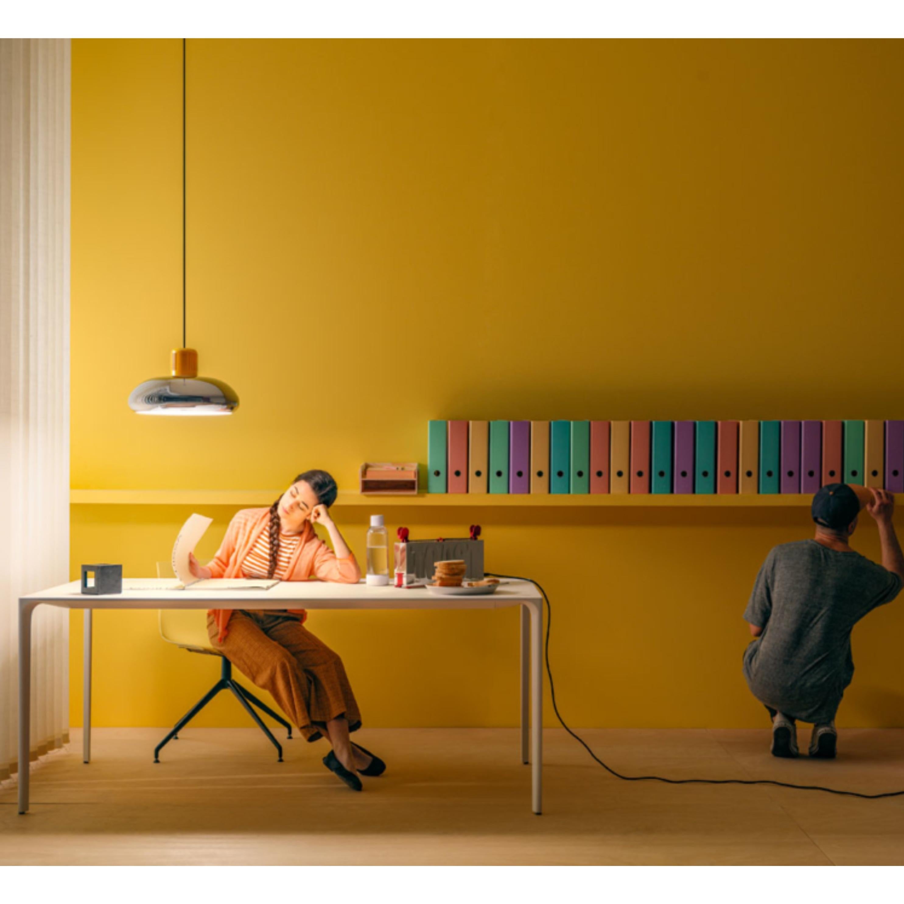Mid-Century Modern Aulenti and Castiglioni 'Trepiu' Yellow and Chrome Pendant Light for Stilnovo For Sale