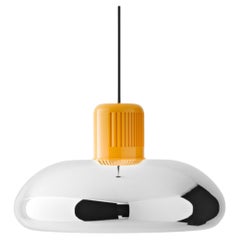 Aulenti and Castiglioni 'Trepiu' Yellow and Chrome Pendant Light for Stilnovo