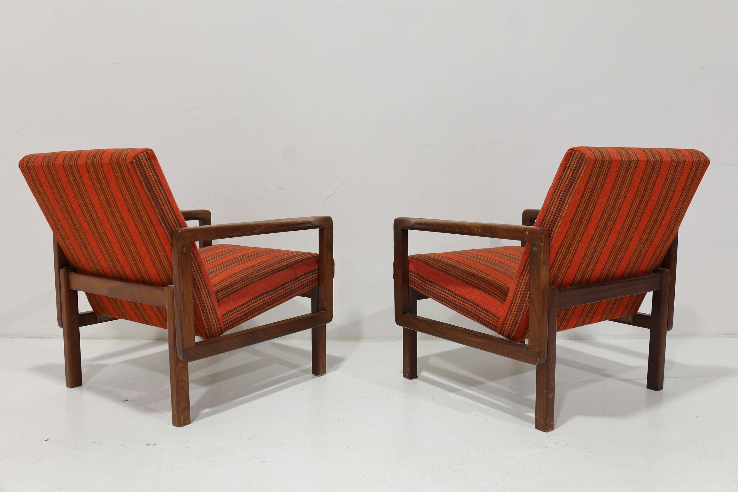 Scandinavian Modern Aulis Leinonen Model 1416 Lounge Chairs in Teak and Upholstery, 1960s