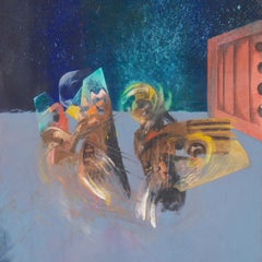 'Burmese Classical Dance', Kinnari and Kinnara, Myanmar, SFMA, SFAI, Large Oil