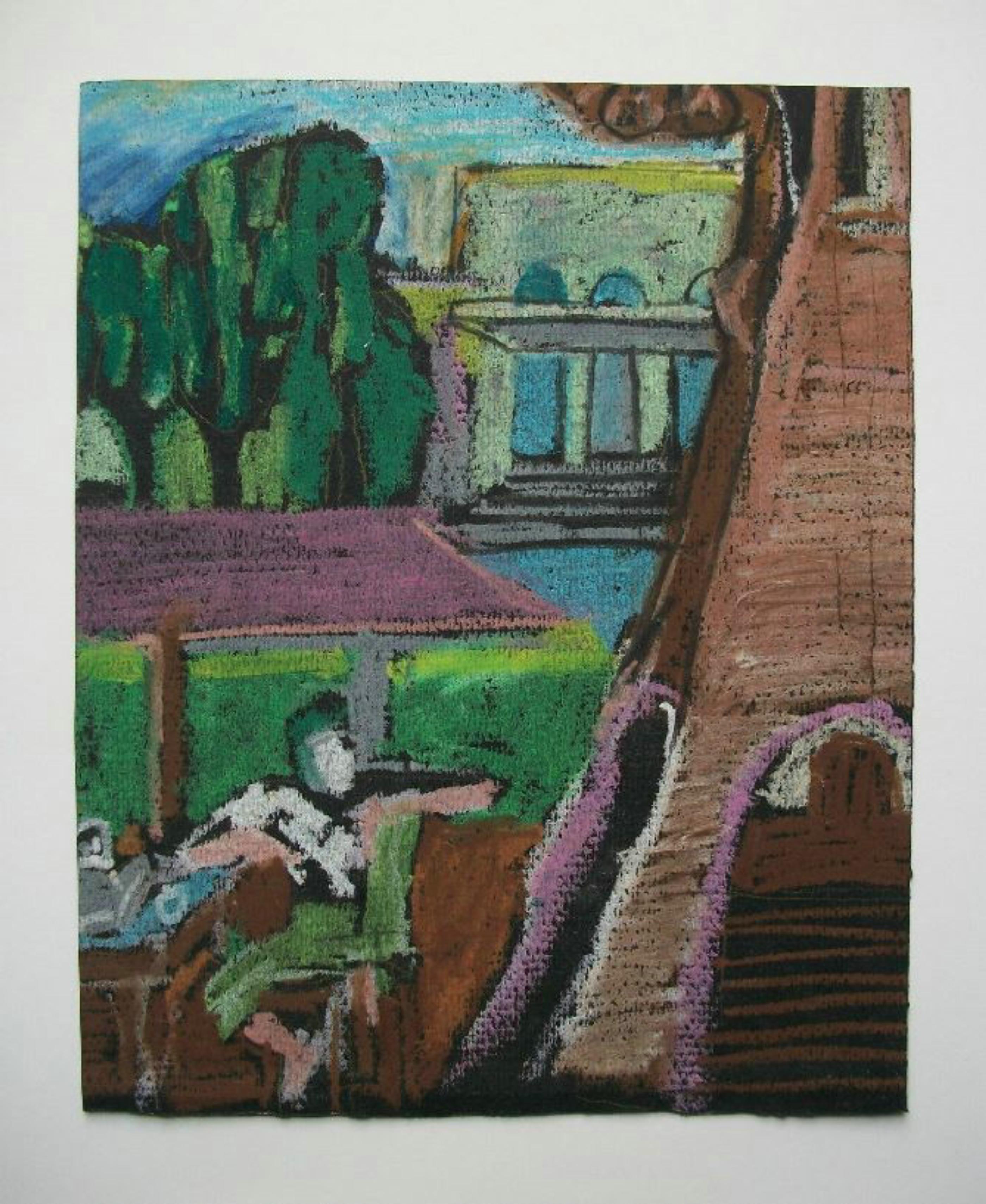 Birman Aung Khin, dessin impressionniste à l'huile au pastel, non signé, Myanmar, XXe siècle en vente