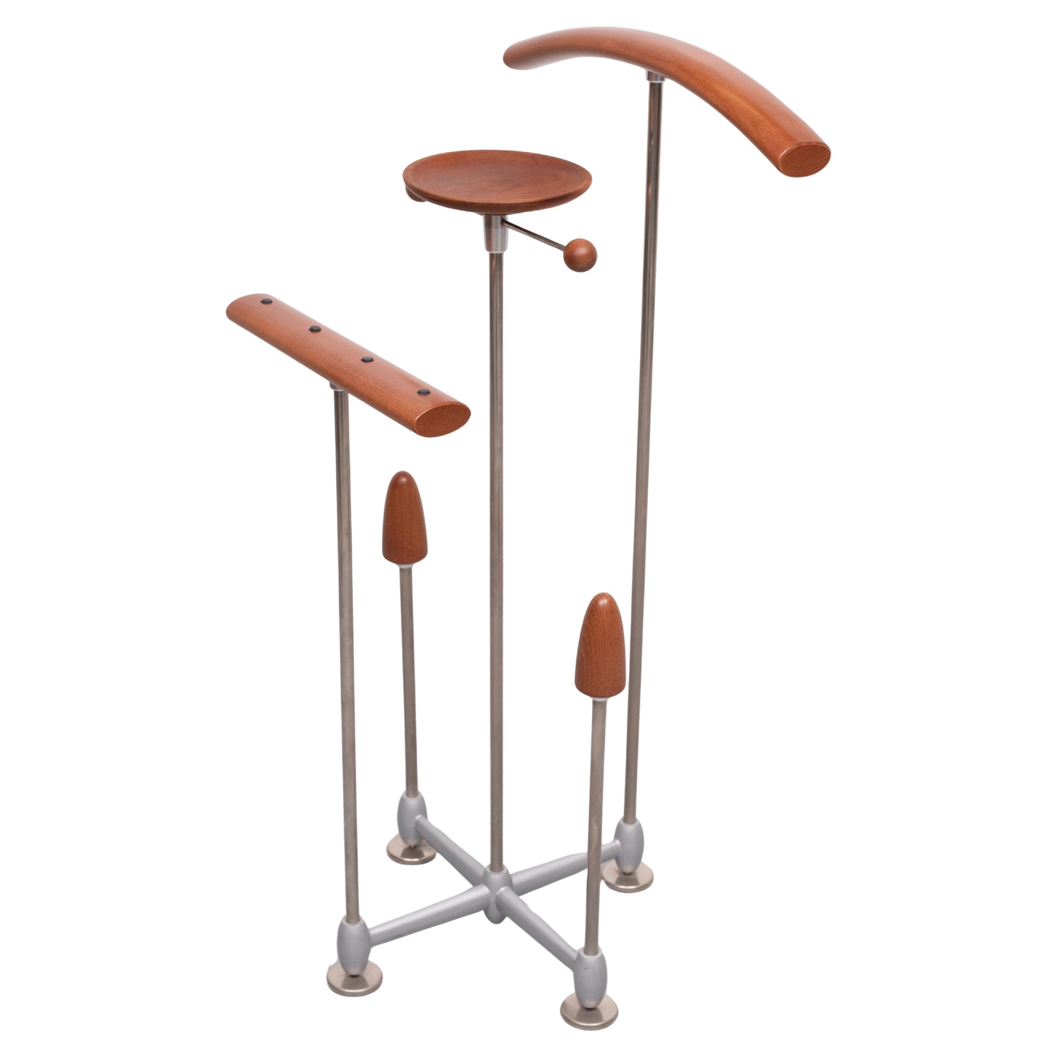 Very  nice and useful Valet or Dress Boy .Design by  Frans de La Haye
for Auping  Auronde  1990s . Solid Cherry wood ,Grey Metal frame .
Good condition . 