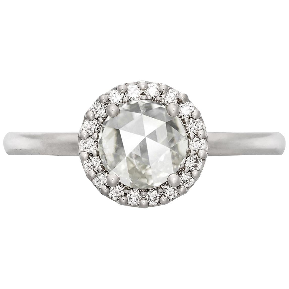Aura 18 Karat White Gold Diamond Engagement Ring For Sale