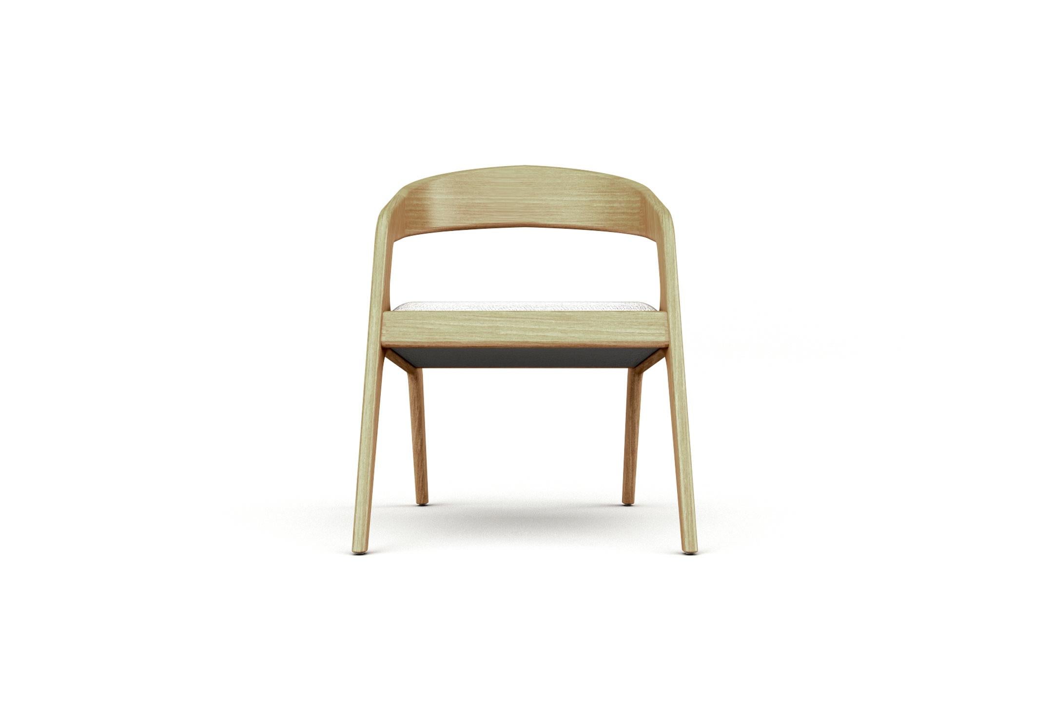 European Aura Armchair - Modern and minimalistic oak armchair with upholstered seat For Sale