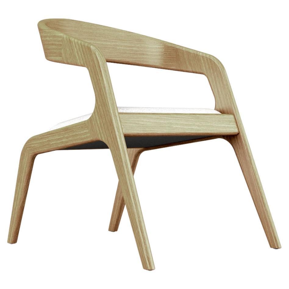 Aura Armchair - Modern and minimalistic oak armchair with upholstered seat For Sale